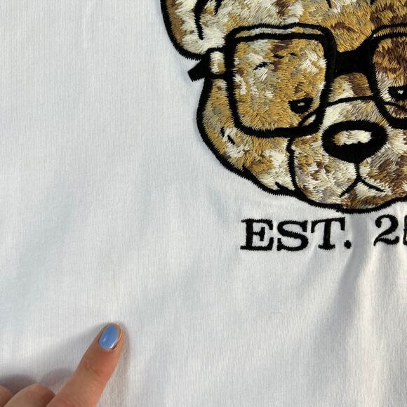 Hustle Gang White Embroidered Bear T Shirt - Picture 7 of 9